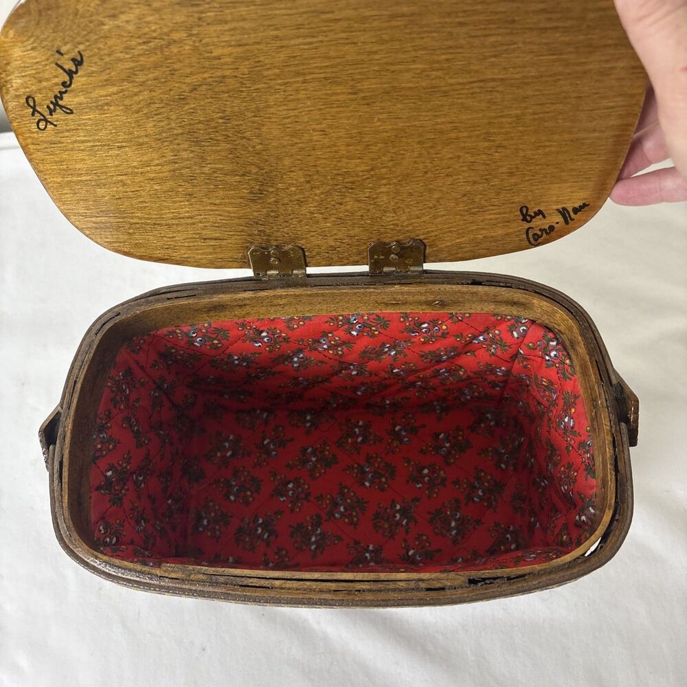 Vintage Caro Nan Main Street Basket Purse Lined Signed Hand Painted Cottagecore - Picture 7 of 12